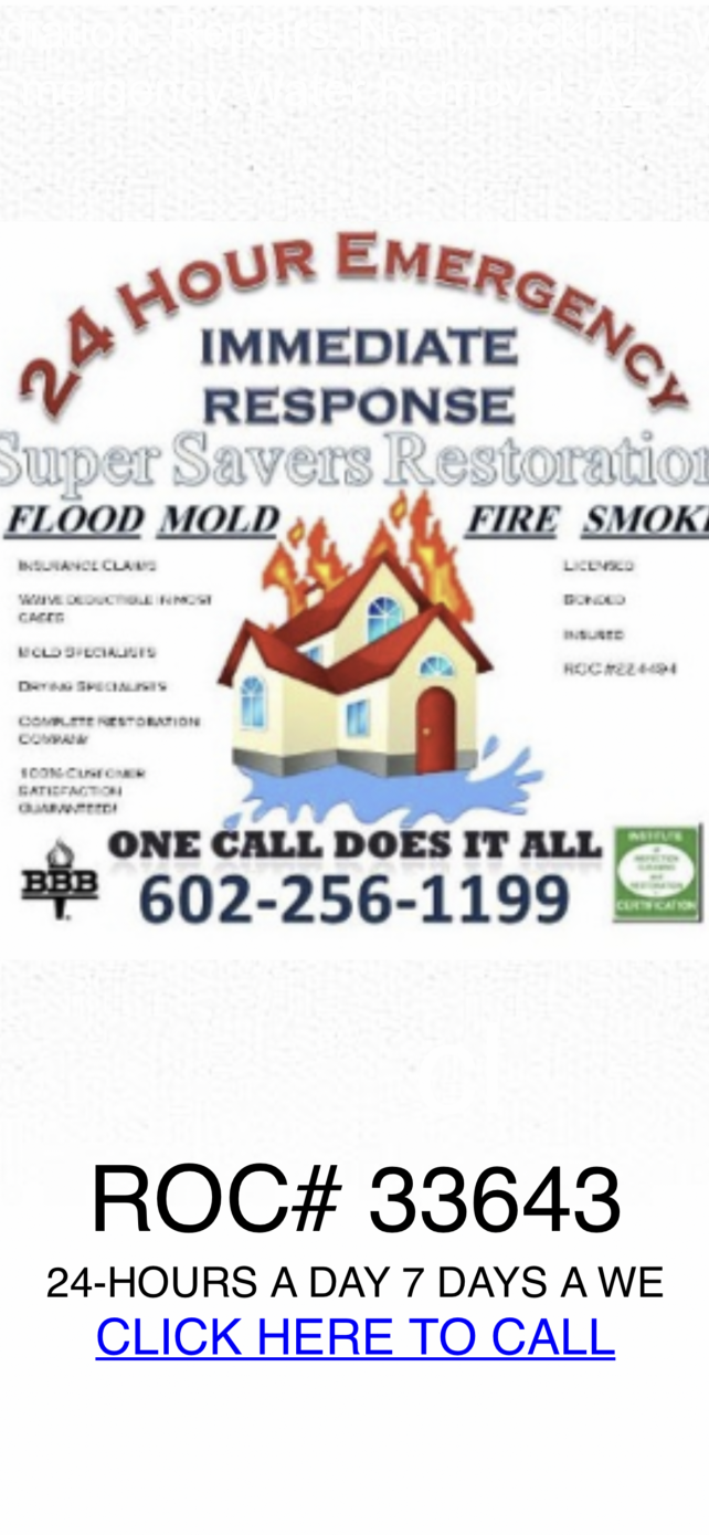 In Carefree, AZ Super Savers is a Water Extraction Company that offers, Water Restoration Service, in any Emergency Water Damage Services, we answer the phone live 24-hours a day every day. Flood Damage or even a water loss like Mold Removal issues happen, we know all too well. So don't waist anymore time, Call Now. 